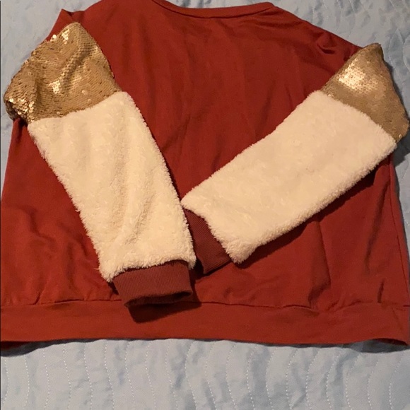 Boutique Mauve & Cream Sweatshirt w/ Gold Sequins - Picture 5 of 5